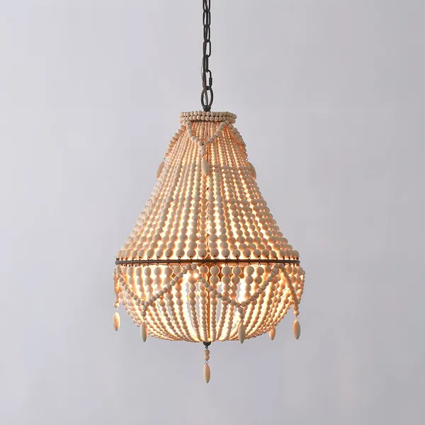 natural wood beaded chandelier