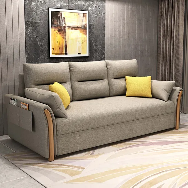 Full Sleeper Sofa Cotton Linen, Convertible Sofa Sleeper With Storage