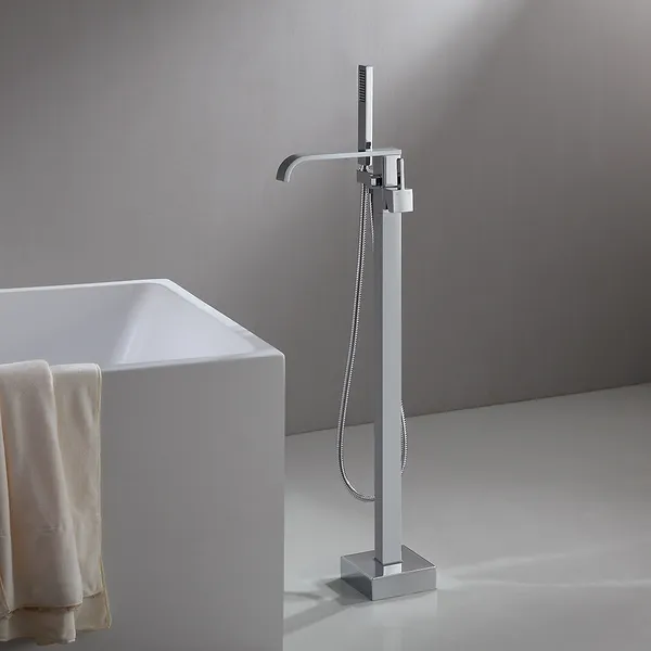 Dree Modern Single Handle Floor Mounted, Handheld Shower Head For Bathtub Faucet