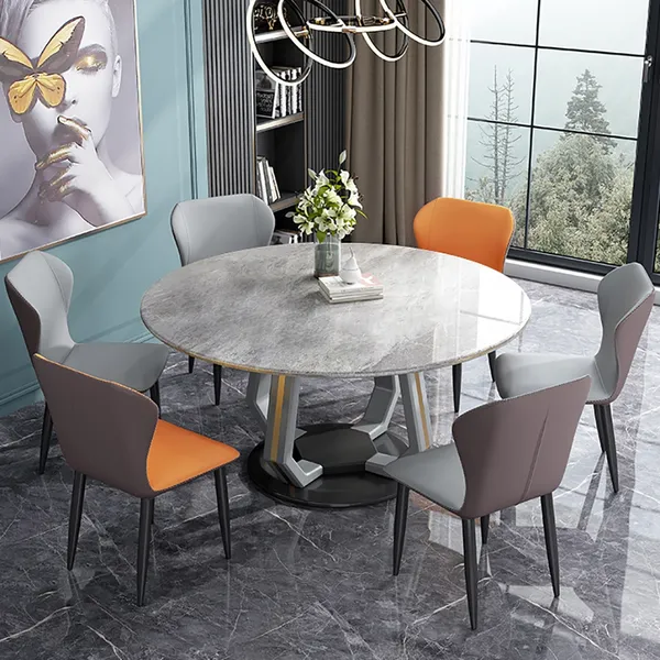 47 2 Modern Round Marble Dining Table Solid Wood Base Table