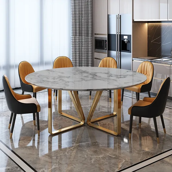 Modern Round Dining Table With Marble, Modern Large Round Dining Table