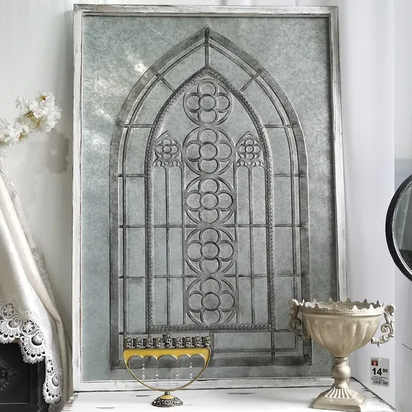 Moroccan Retro Style Wooden Frame Metal Window Wall Decor A huge beach image canvas on the wall you felt the gravitational pull of moving up and down more, and you sensed the concrete floor, walls and wooden door as being unduly heavy. usd
