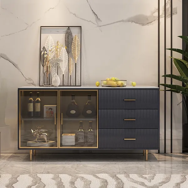47 2 Modern Sideboard Stone Top Luxury, Buffet Cabinets With Glass Doors