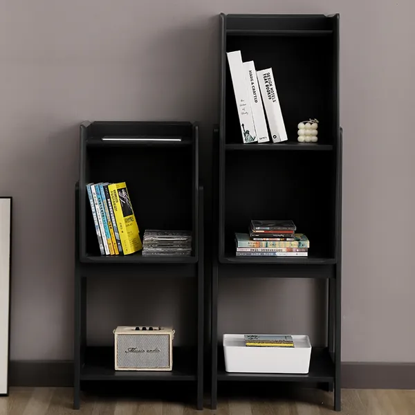 Scandinavian Standing Etagere Bookshelf End Table In Black