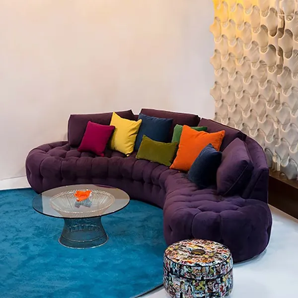 Purple Tufted Velvet Upholstered Sofa 3 Seater Sofa 82 7