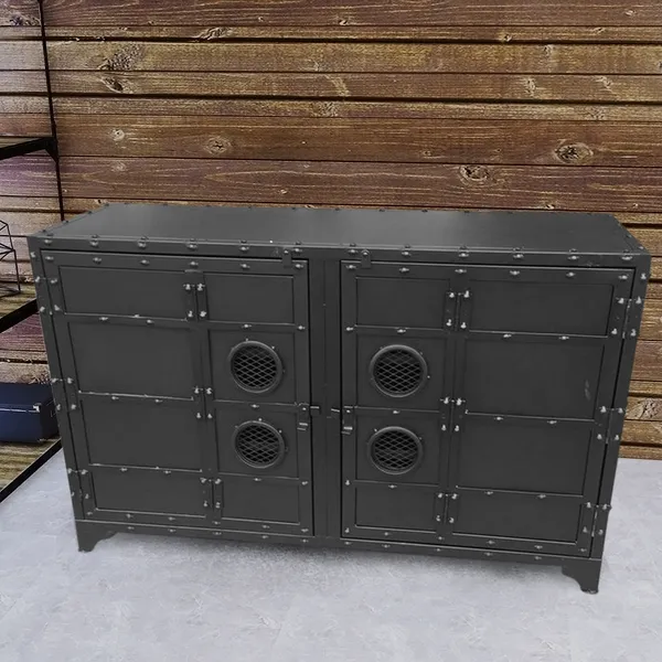 Industrial Buffet Metal Vintage Kitchen Storage Buffet 47 With Doors Shelves