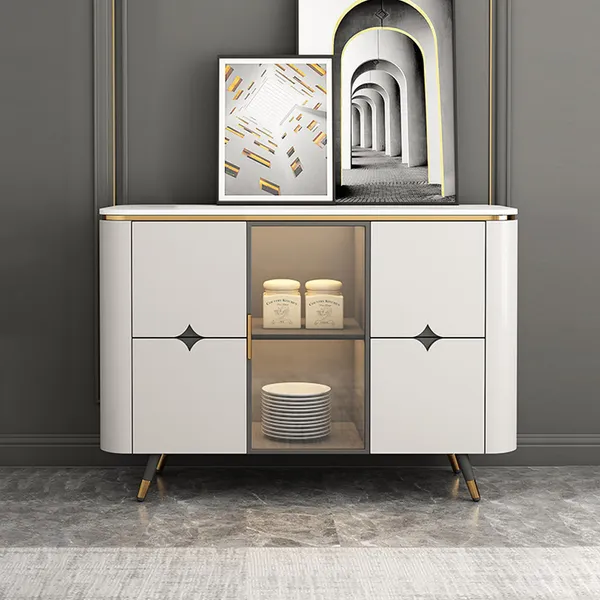 47 Modern Light Gray Sideboard Stone, White Sideboard Cabinet With Glass Doors