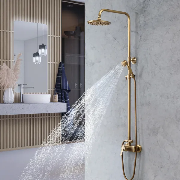 New Solid Brass Shower/Bath Wall Mixer Wall Mounted White