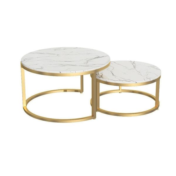 Golden+White XWZJY Nordic Simple End//Side Tables Round Dinner Table Marble Coffee Table for Living Room Office