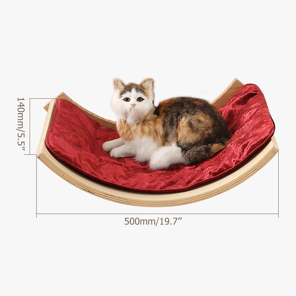 19 7 Curved Wall Mounted Cat Bed Shelf With Cushioned Mat Red - Curved Wall Shelf For Cats