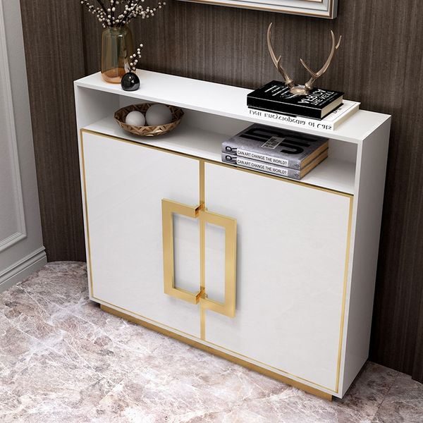 Weiss Schuh Aufbewahrungsschrank Moderner 5 Ablagen Eingangsschuhschrank In Gold 24 Paar
