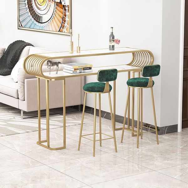 White Counter Height Table Gold Bar, Gold Bar Table And Stools