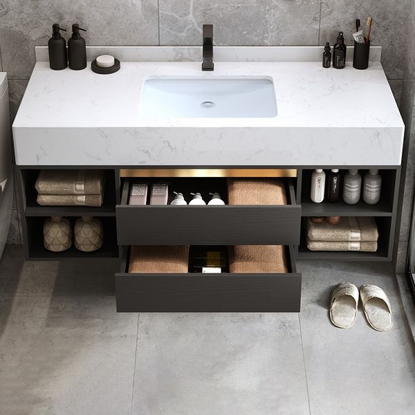 40 Floating Bathroom Vanity With Ceramic Sink 2 Drawers And Shelves Homary - Floating Bathroom Vanity With 2 Sinks 40 Floating Bathroom Vanity With Ceramic Sink 2 Drawers And Shelves Homary - Floating Bathroom Vanity With 2 Sinks
