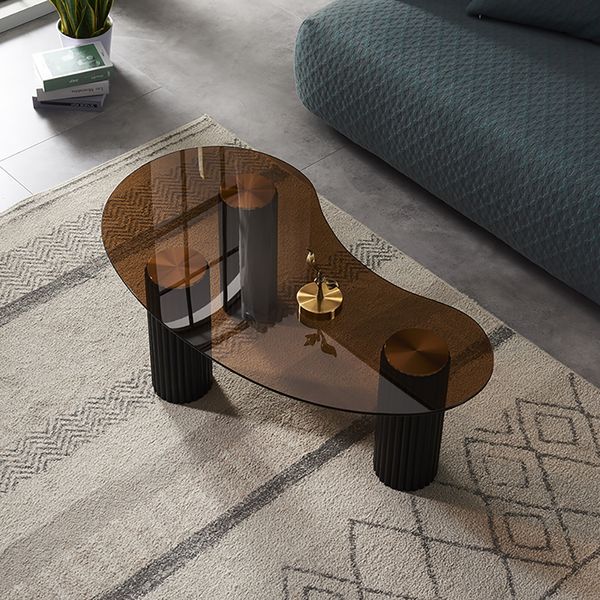 light wood coffee table with black legs