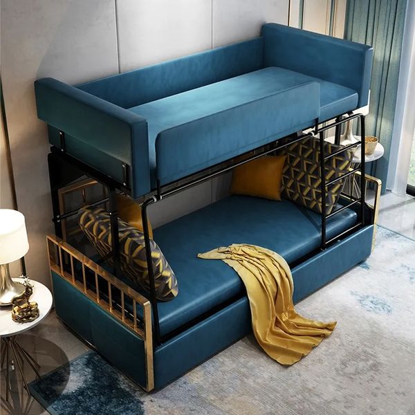 Litera moderna de madera, sofá cama convertible, almohadas de 3 plazas  incluidas-Homary
