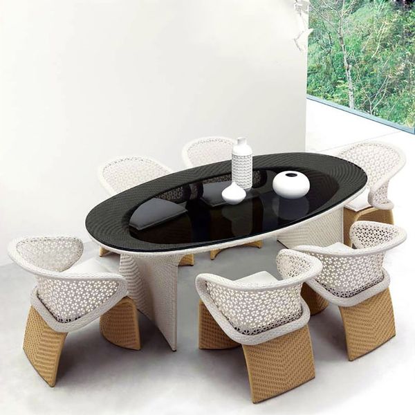 modern oval outdoor dining table