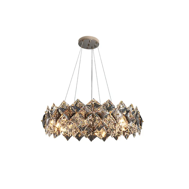 Crystack Crystal Modern 8-Light Tiered Crystal Chandelier with Adjustable Cables