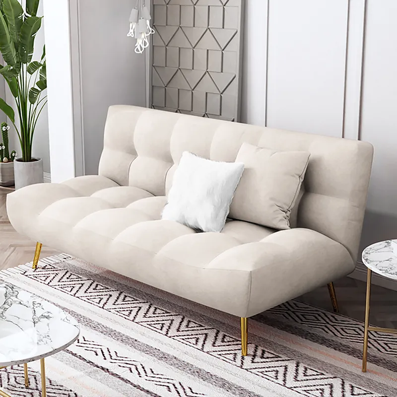 72" White Sleeper Sofa Bed Convertible Sofa Couch Velvet Upholstery
