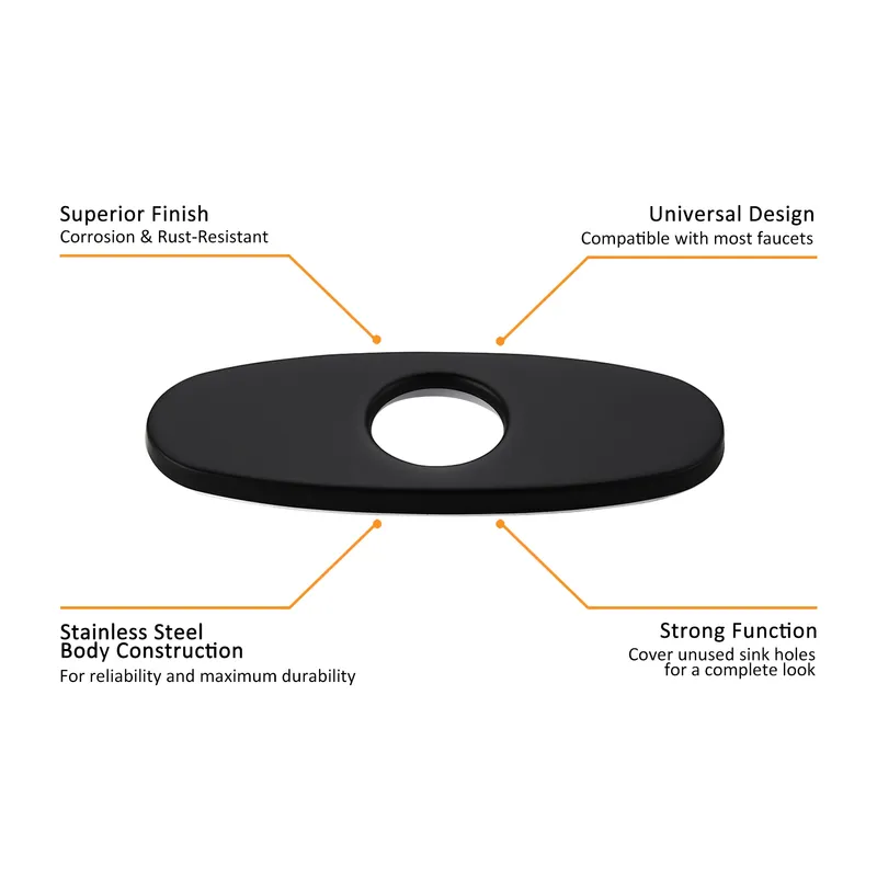 Faucet Deck Plate Escutcheon for 1-Hole Faucet Installation Matte Black Finish