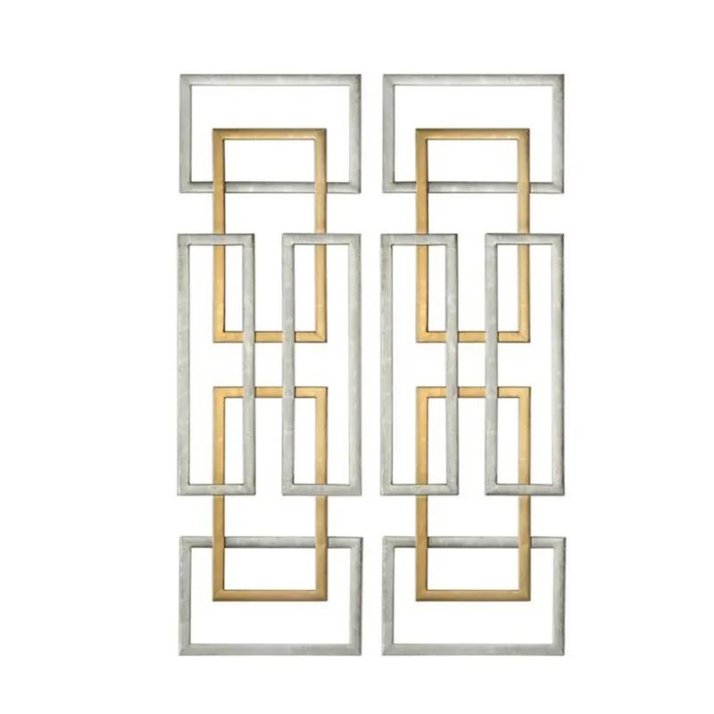 2 Pieces Set Modern Geometric Rectangle Metal Wall Decor For Living Room Bedroom