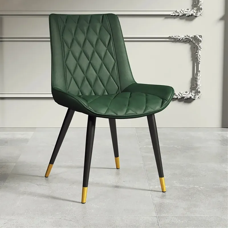 Green Dining Chair Leather Dining Chair (Set of 2) with Solid Back