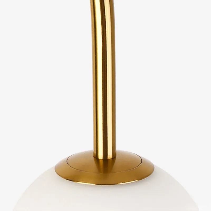 Globeal 60" Modern Arc Floor Lamp with Shelf in Gold with Glass Shade & Marble Base
