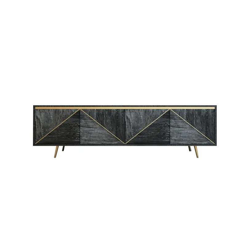 Spaint Gray and Gold Modern TV Stand with 4 Doors for TVs up to 75"