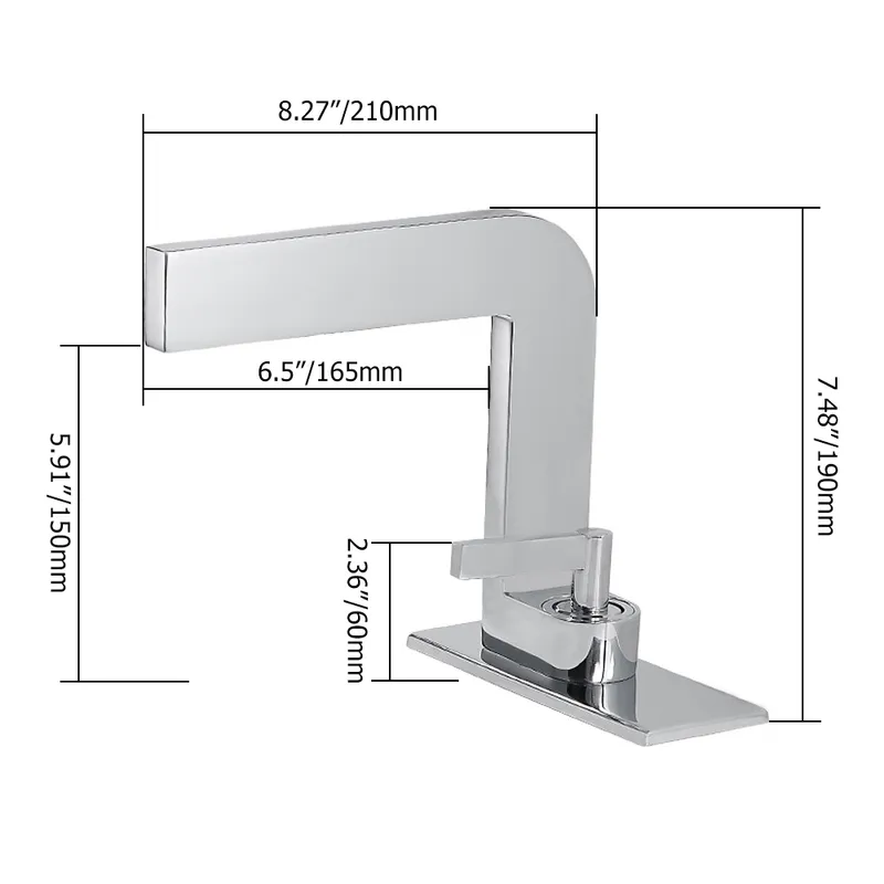 Chrome Waterfall Single Handle Bathroom Sink Faucet Solid Brass with Escutcheon