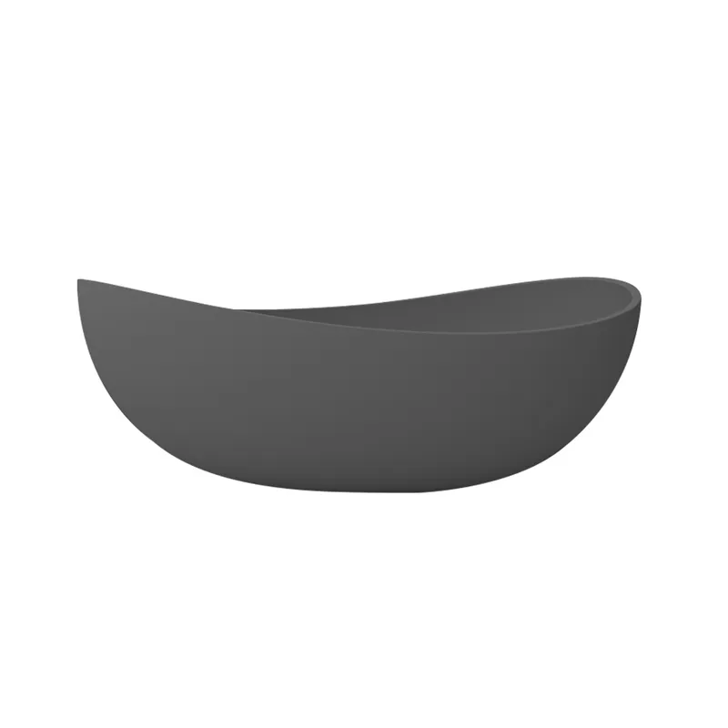 70" Contemporary Oval Freestanding Stone Resin Soaking Bathtub in Gray