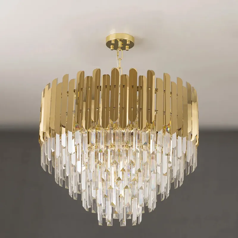 Kitoney Modern 10-Light Tiered Crystal Chandelier with Adjustable Chain