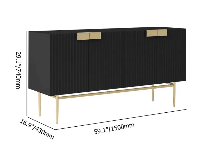 Twixer 59" Black Sideboard Buffet with Doors Accent Cabinet with Storage 4 doors
