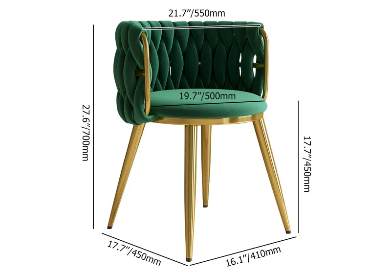 Nordic Green Barrel Back Dining Chair Round Accent Chair with Velvet Upholstery