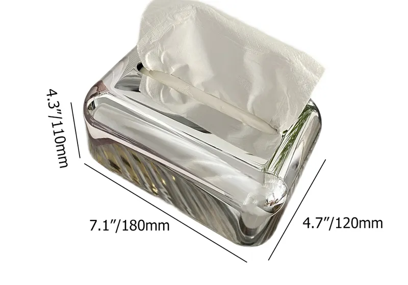 Rectangular Silver Tissue Box Plastic Tissue Box Cover