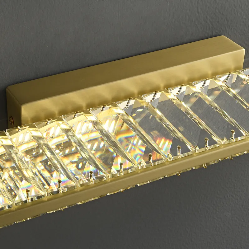 Glam Gold Metal & Crystal LED Wall Light Bathroom Vanity Lighting 3 Color Mirror Lamp 