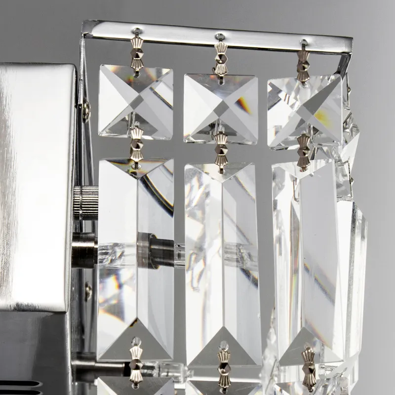 Modern 2-Light  Rectangle Wall Sconce with Glass Crystal Shade Polished Chrome Finish