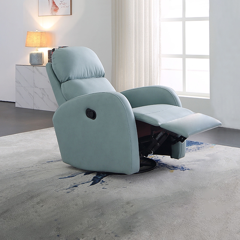 

Swivel Modern Gliding Blue Recliner Chair in Leath-Aire