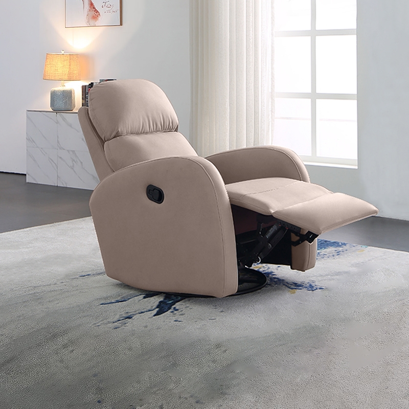 

Swivel Modern Gliding Brown Recliner Chair in Leath-Aire