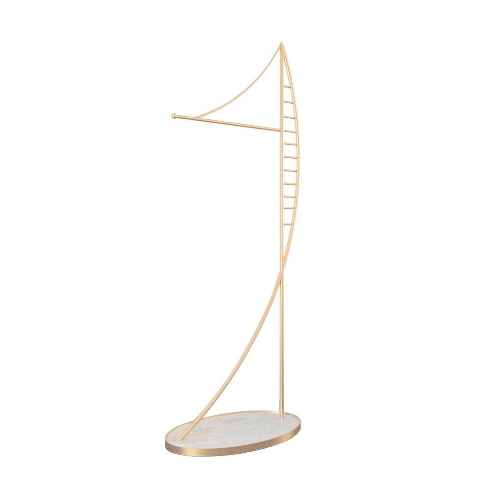 Marble Clothing Stand Coat Rack Gold with Shelf and Hanging