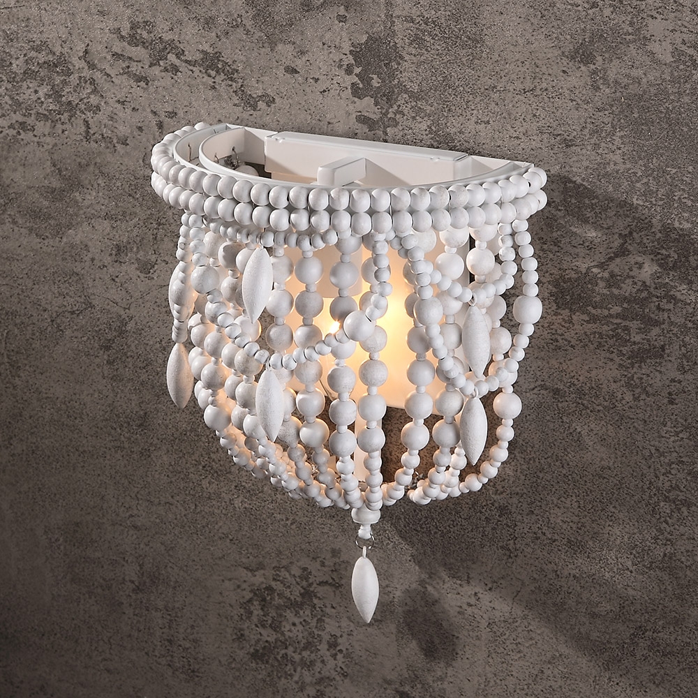 Distressed White 1-Light Classic Style Decorative Indoor Wall Sconce