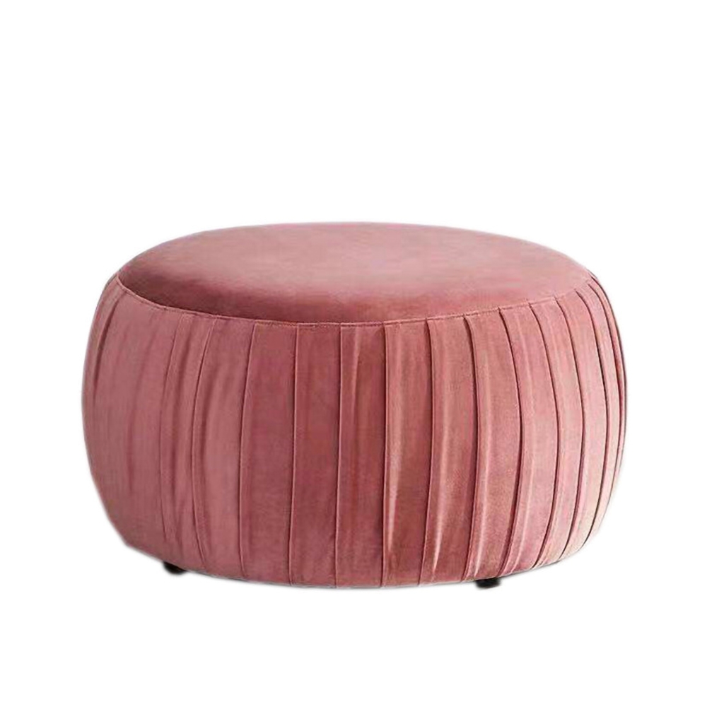 Pink Round Velvet Ottoman Foam Ottoman Coffee Table Pouf