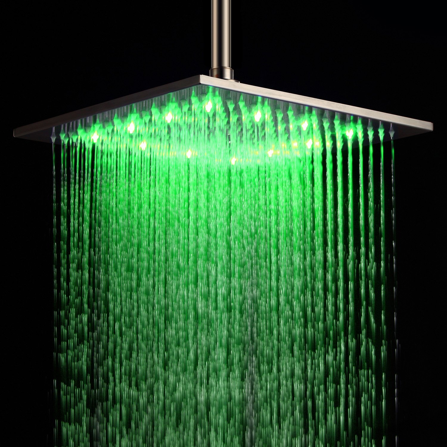 Image of 12 Inch Modern Stainless Steel Square Ceiling Mount Rain Shower Head in Brushed Nickel