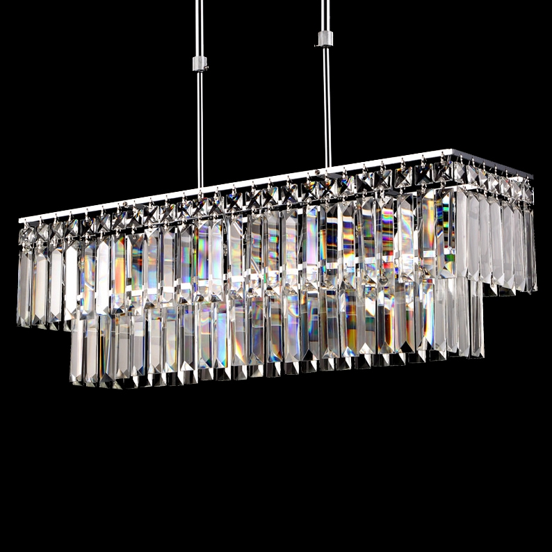 Luxury Radiant Prismatic Clear Crystal 3-Light Pendant Light in Chrome