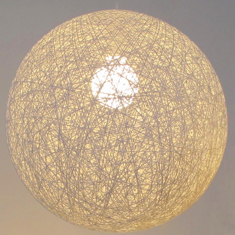 Randi Hand Woven Vine Globe 1-Light White Rattan Pendant Light in Medium