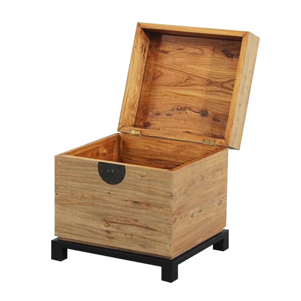 Retro End Table Flip Top with Storage Bin Wooden Side Table