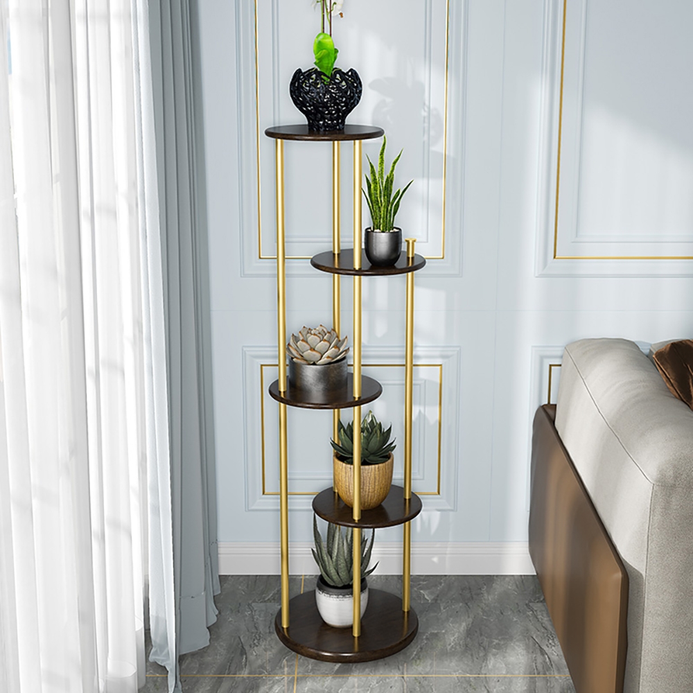 Modern Metal Conor Plant Stand Shelving Freestanding With 5-tier Shelving Gold & Black