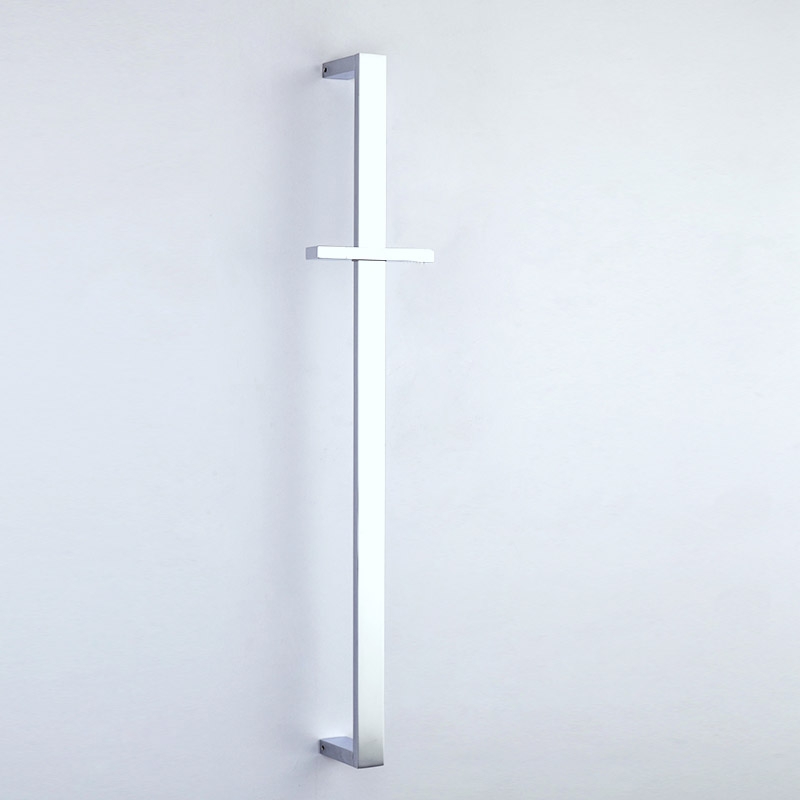 

Modern Solid Brass Adjustable Wall Mount Bathroom Square Slide Shower Bar in Chrome