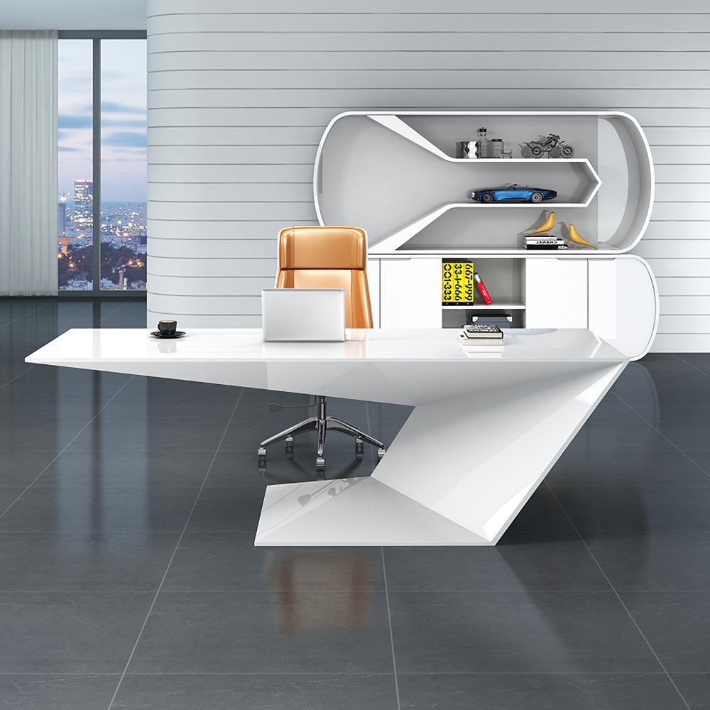 

47.2" White Modern Writing Desk Manufactured Wood Office Desk