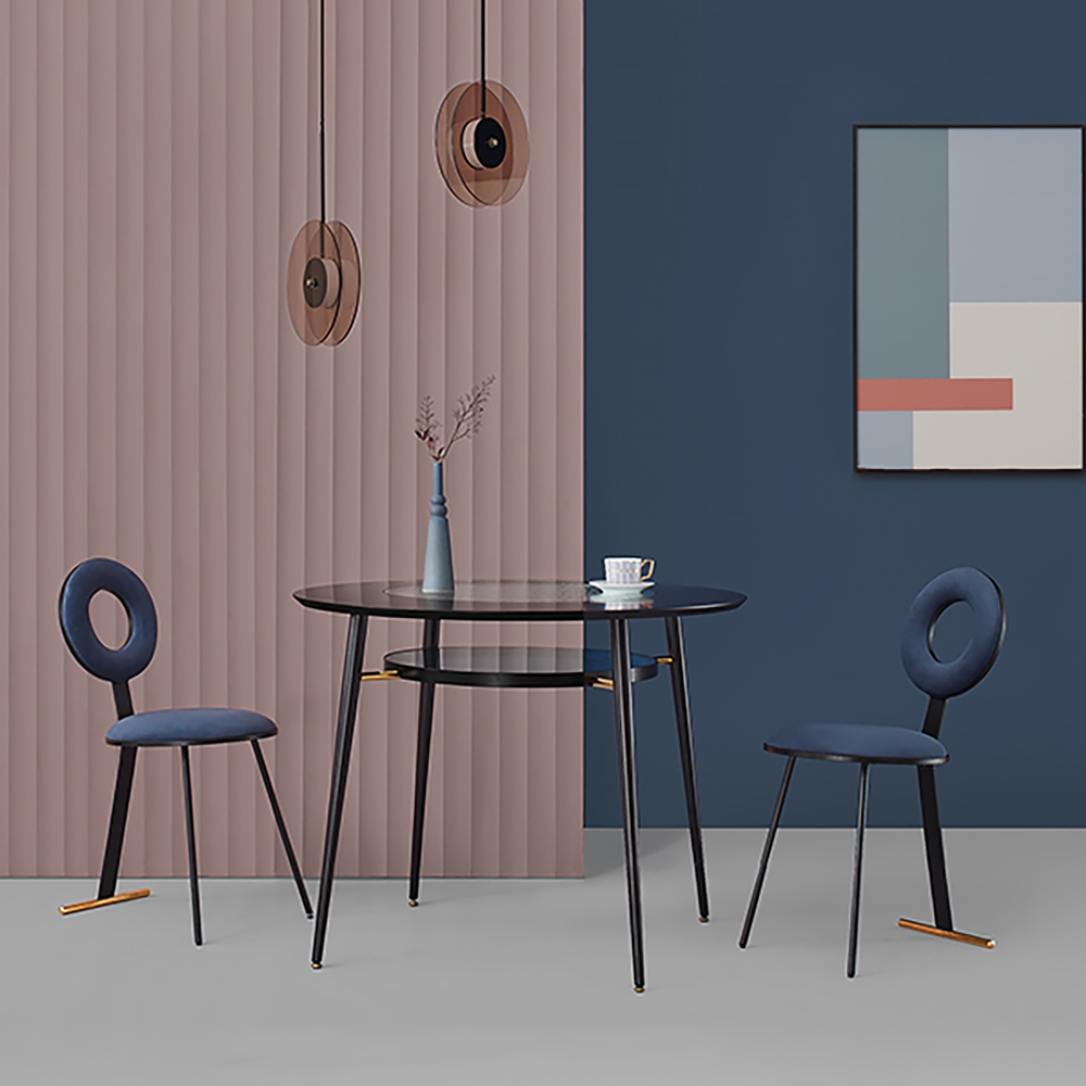 Creative Blue Dining Chairs Modern Upholstered Velvet Side Chair Set of 2