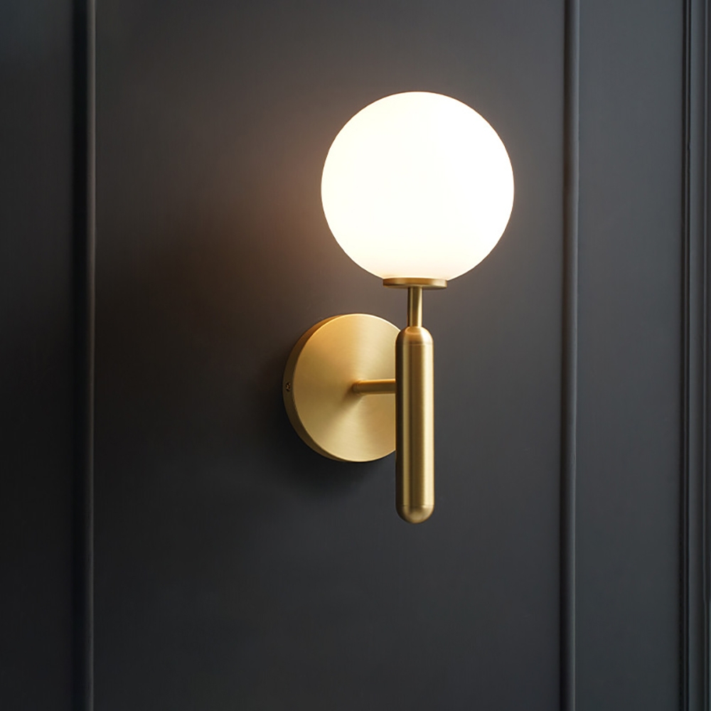 Decorica White and Gold LED Glass Globe Indoor Wall Sconce