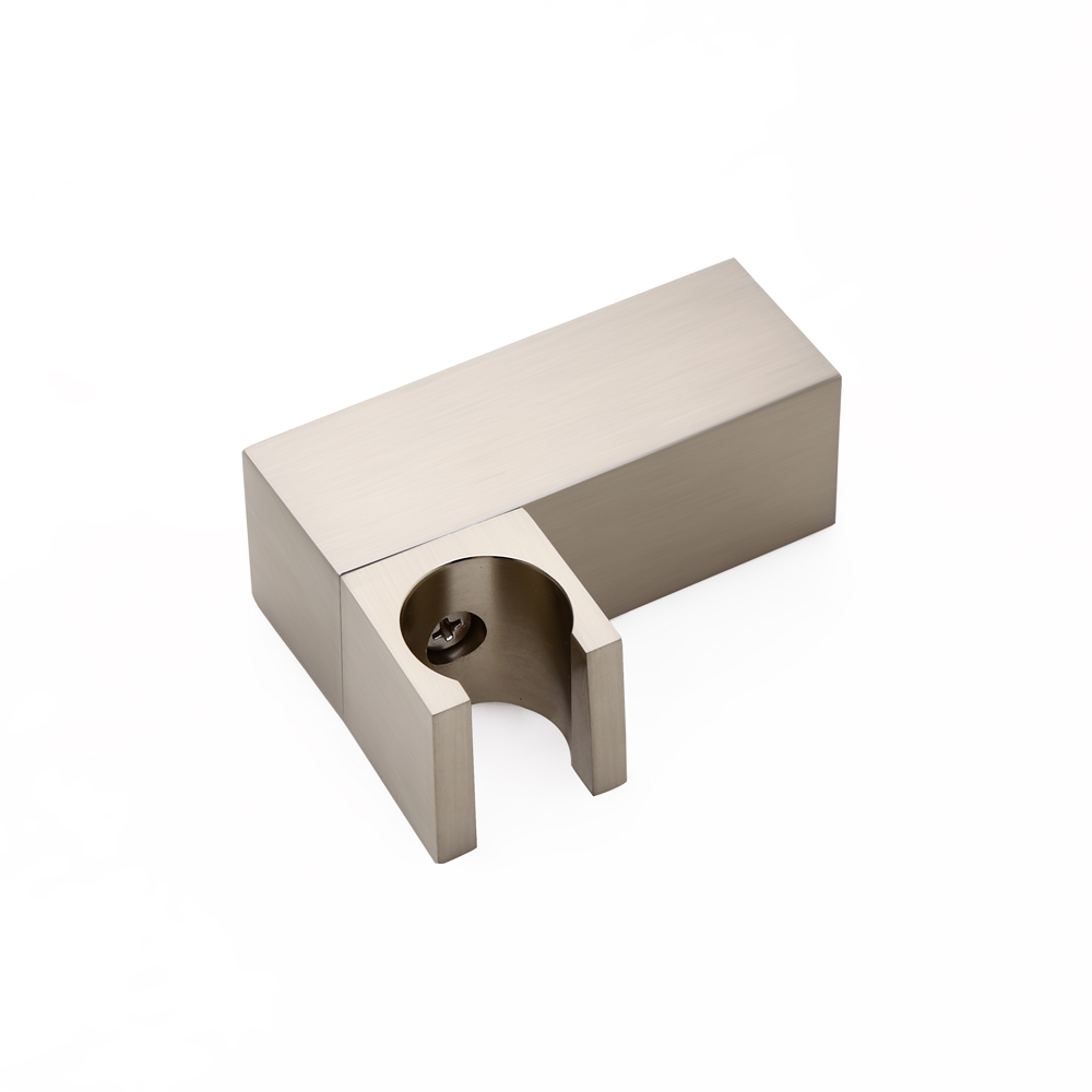 Durable Wall Mounted Square Shape Solid Brass Hand Shower Holder in Brushed Nickel